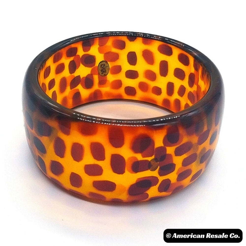 Vintage JOAN RIVERS Signed Lucite Simulated Tortoise Bangle Bracelet-QVC